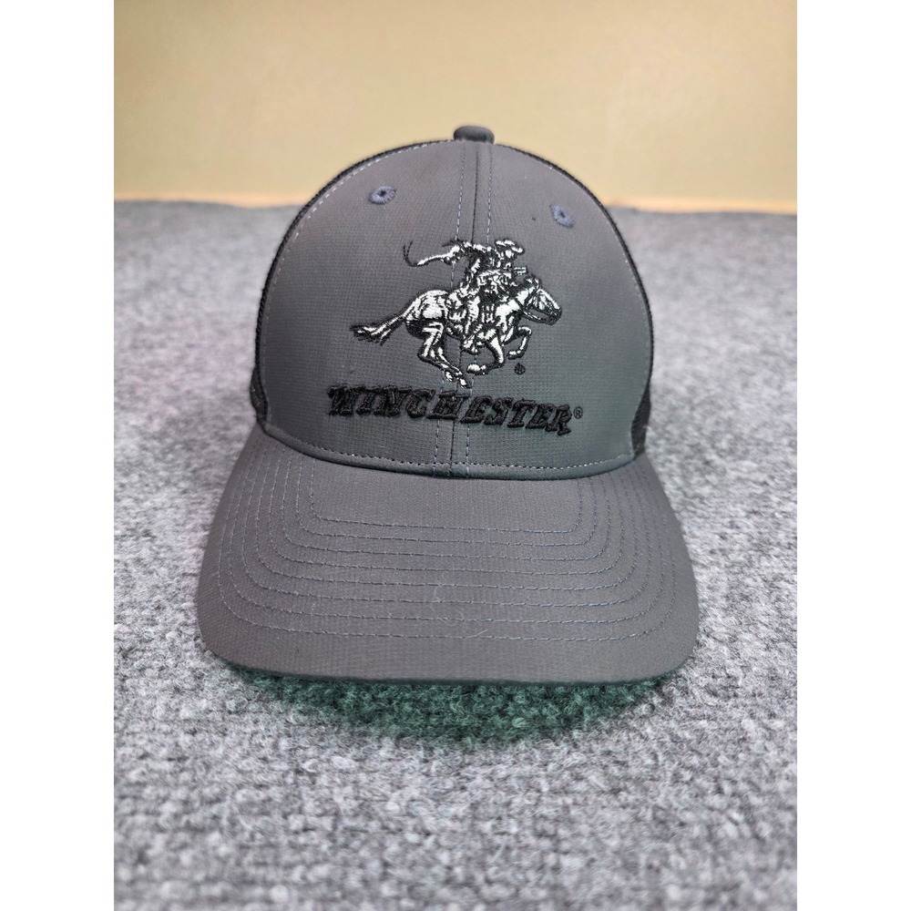 Winchester Trucker Hat Mens OSFM Grey Black Snapback Mesh Embroidered Logo Cap